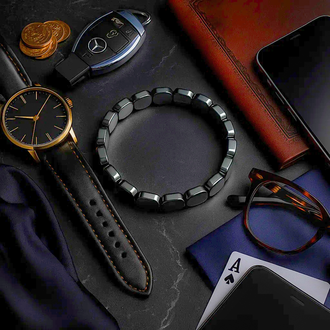 ◼️Hémiros - Pulsera de Hematita que Activa Tu Fuerza Interior, Energía Masculina y Presencia Magnética