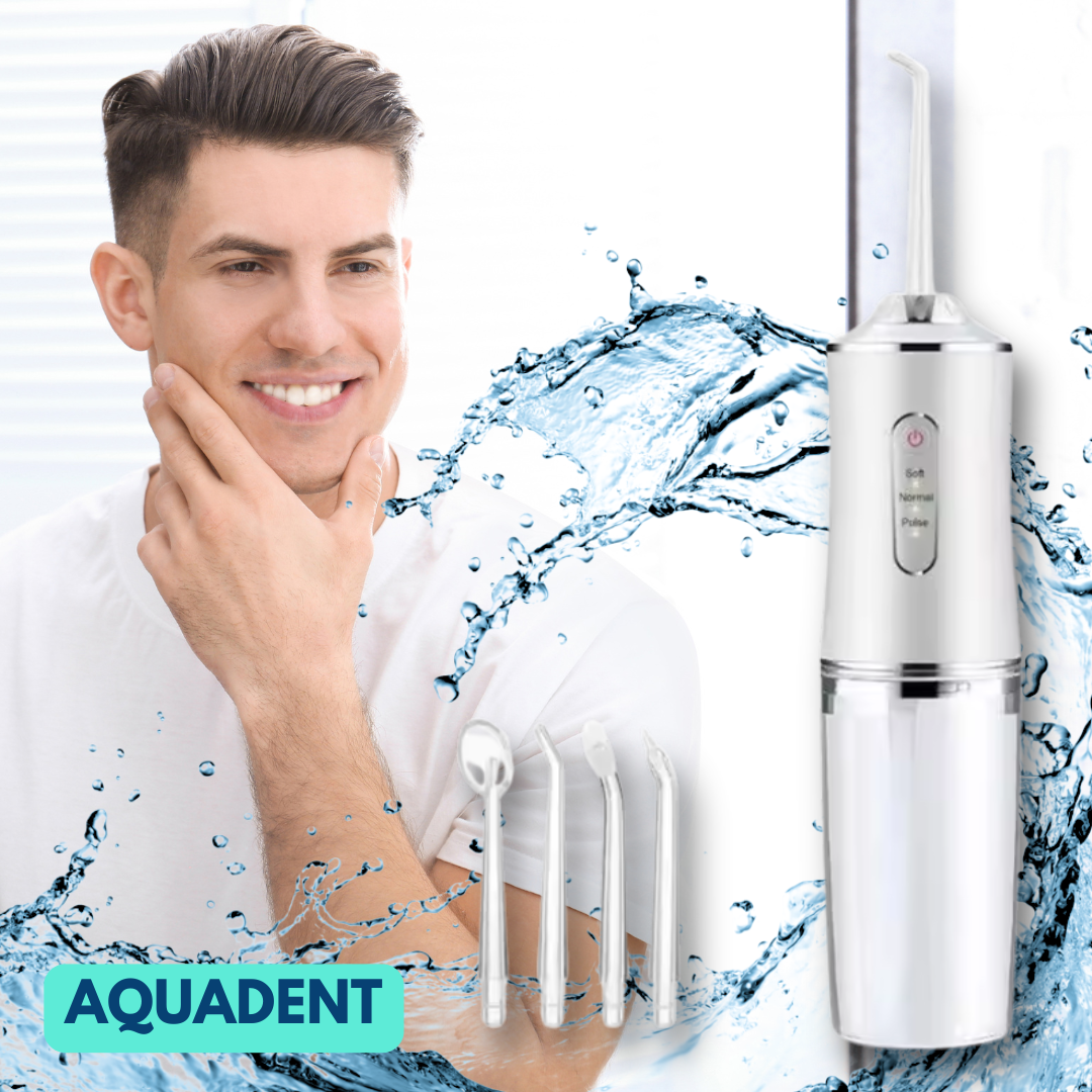 😁 AQUADENT - Irrigador Dental: Dientes limpios, saludables y blancos + 1 Cepillo Dental 20.000 Cerdas + 1 Cupón de 10% de descuento para limpieza dental de🎁REGALO