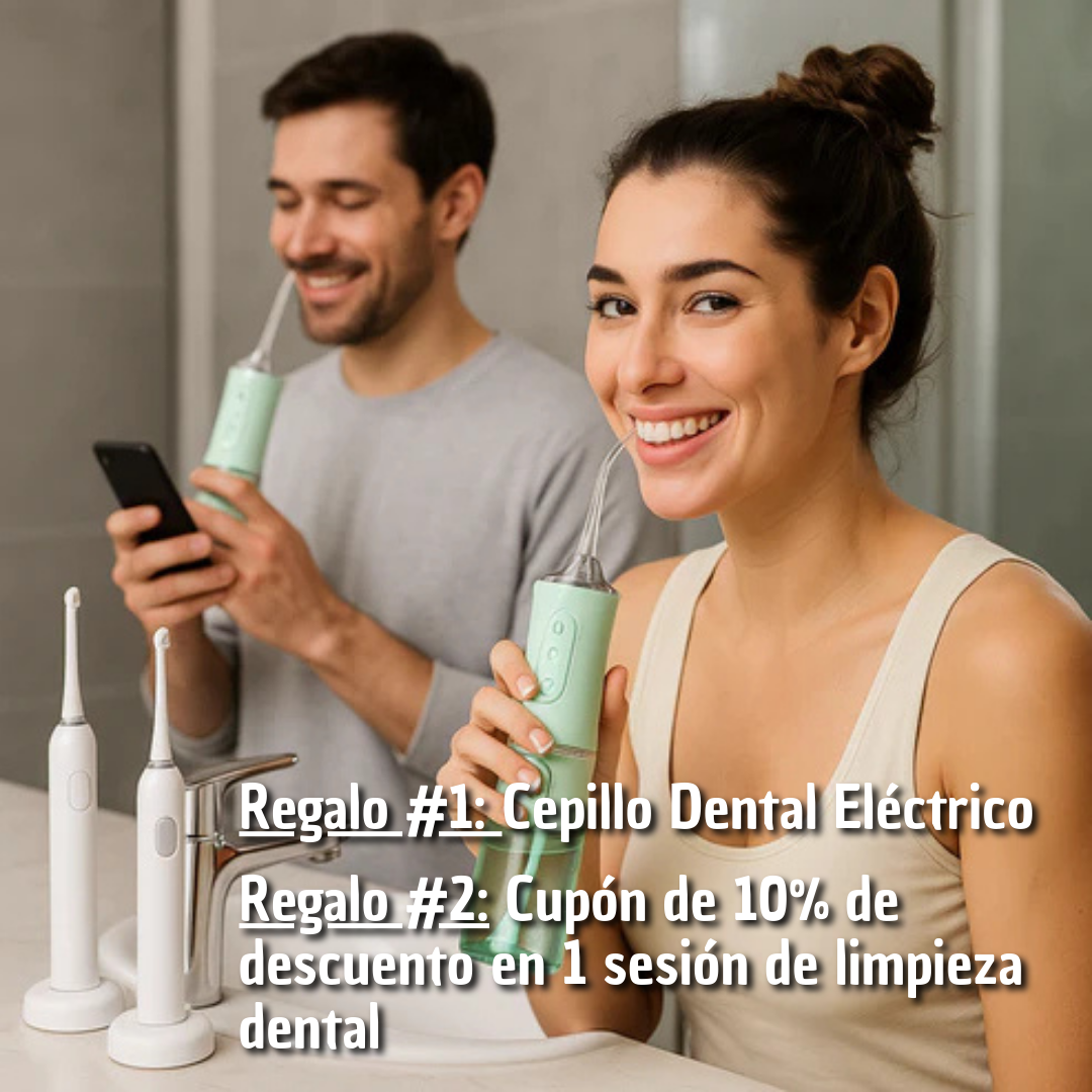 😁 AQUADENT - Irrigador Dental: Dientes limpios, saludables y blancos + 1 Cepillo Dental Eléctrico + 1 Cupón de 10% de descuento para limpieza dental de🎁REGALO