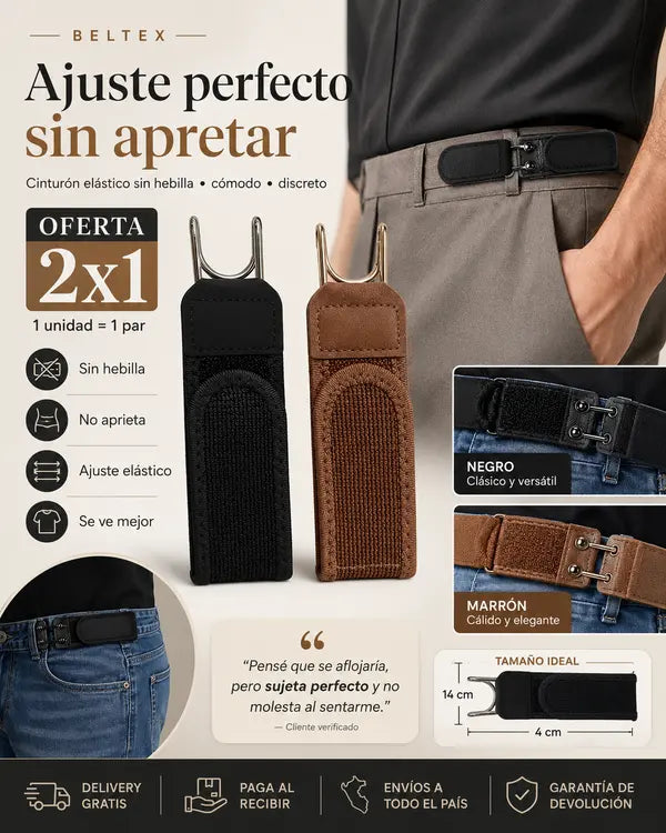 Beltex™ – El Cinturón Sin Hebilla que Ajusta sin Apretar