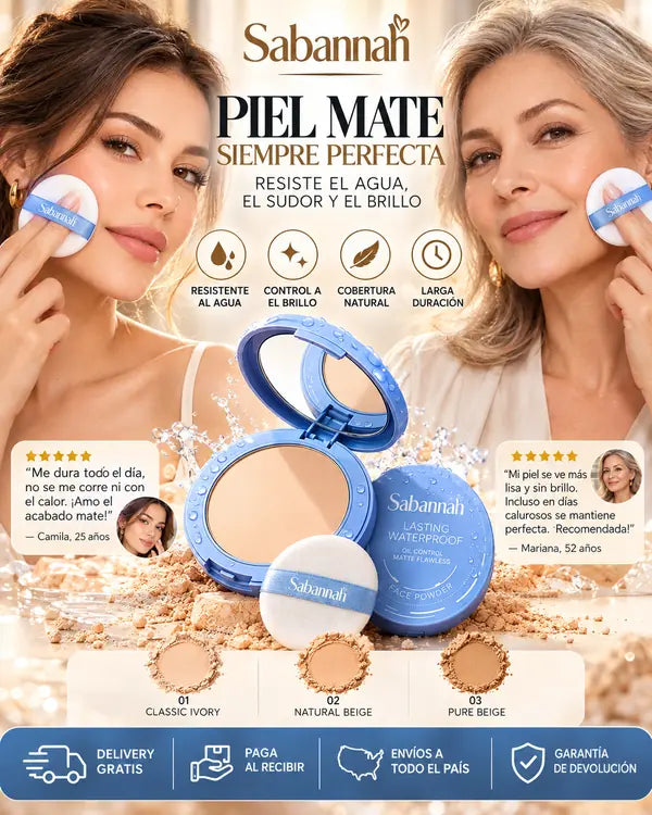 Sabannah™ | Polvo Compacto Waterproof de Acabado Mate