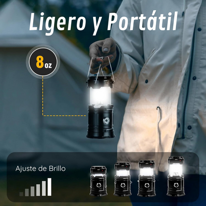 Linterna Solar Recargable 2 en 1: Compacta, Plegable e Impermeable para Todo Uso, Emergencias, Camping, Noches Oscuras y mucho más