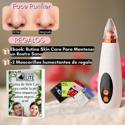 FacePurifier - Extractor De Puntos Negros Y Espinillas - Una Piel Más Limpia Sin Dolor + 2 Mascarillas Humectantes + Ebook Con Rutina SkinCare Para Mantener Piel Sana de REGALO