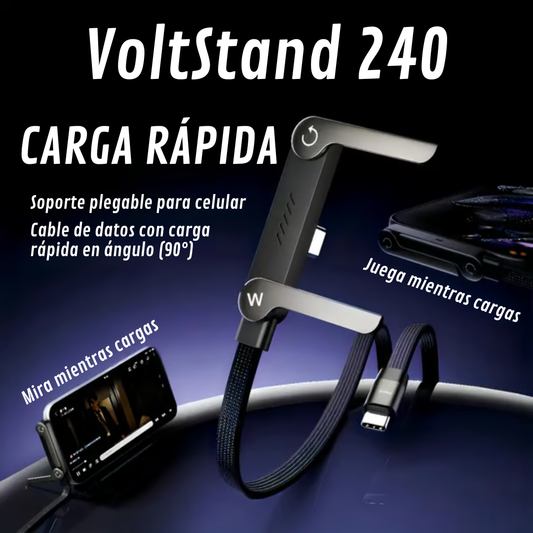 VoltStand: Cable 2 en 1 de Carga Rápida con Soporte Integrado (Tipo C)
