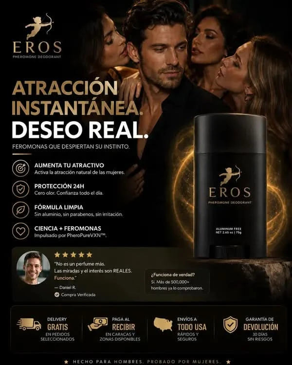 Eros™ | Desodorante Masculino con Feromonas – Aroma, Atracción y Confianza