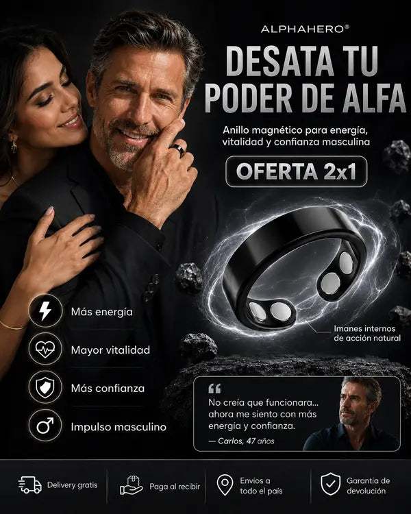 ⚫AlphaHero® – Anillo Ancestral Magnético - Desata tu Poder Interior (Oferta 2x1)