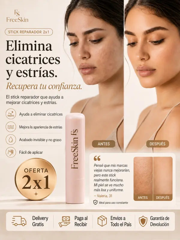 FreeSkin™ | Stick Reparador para Cicatrices y Estrías 2x1