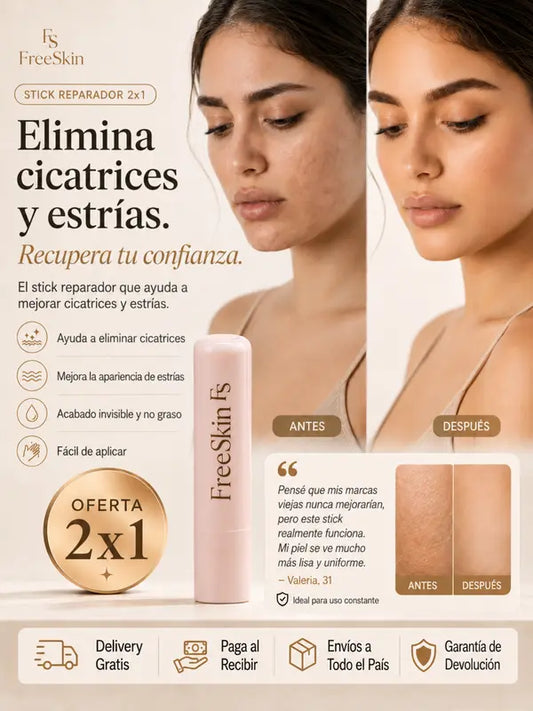 FreeSkin™ | Stick Reparador para Cicatrices y Estrías 2x1