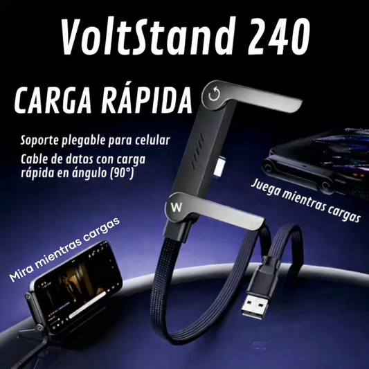 VoltStand: Cable 2 en 1 de Carga Rápida con Soporte Integrado (Tipo C)