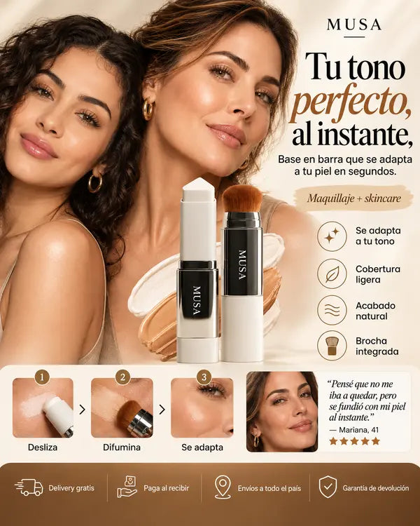 MUSA™ | Base de Maquillaje que se Adapta a tu Tono de Piel