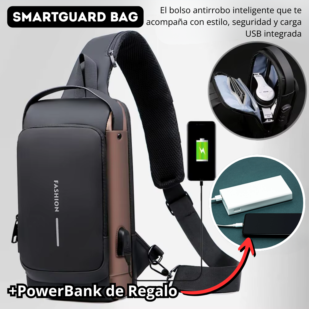 🔐 SmartGuard Bag: Protección, Estilo y Energía para Acompañarte en Cada Paso + PowerBank de Regalo de 10.000Mah